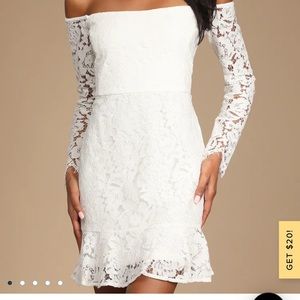 White lace Lulus dress size medium. Worn once